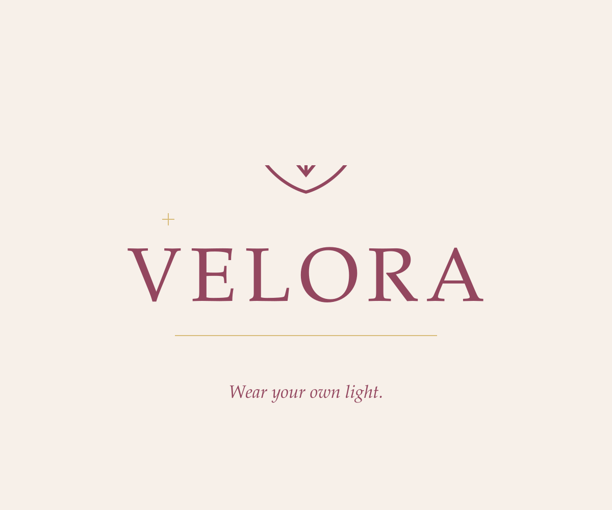 VELORA animated logo and corporate color sequence